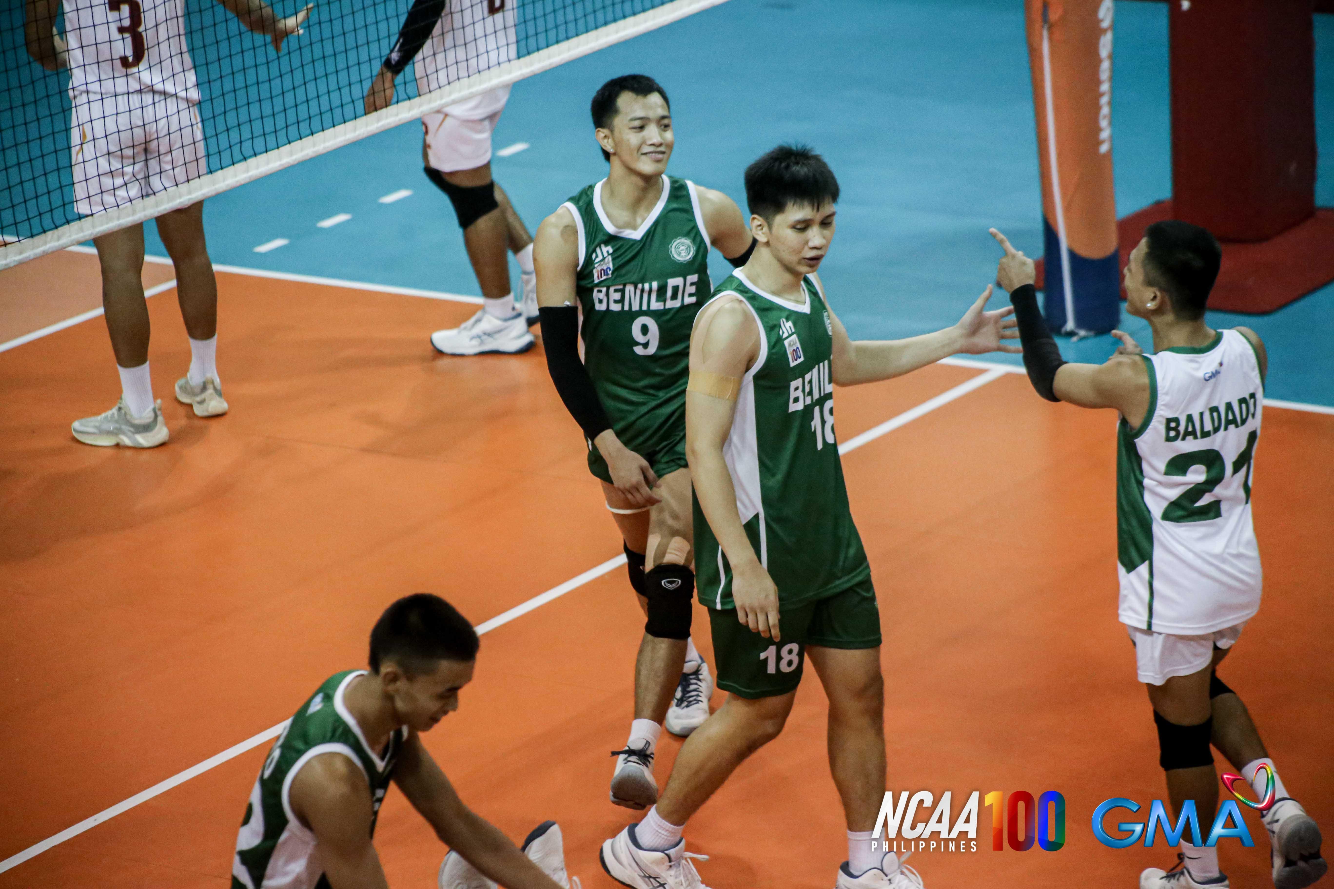 Benilde escapes pesky Perpetual to near first round sweep in NCAA men's volleyball