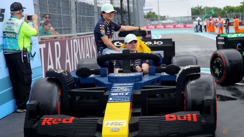 F1 Drivers Hit the Track in Giant Lego Cars at Miami Grand Prix