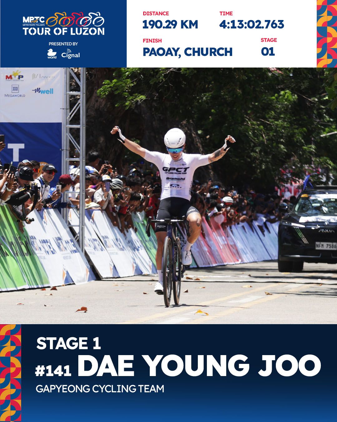 Joo Dae Yeong Dominates Stage 1 of Tour of Luzon, Secures Red Jersey