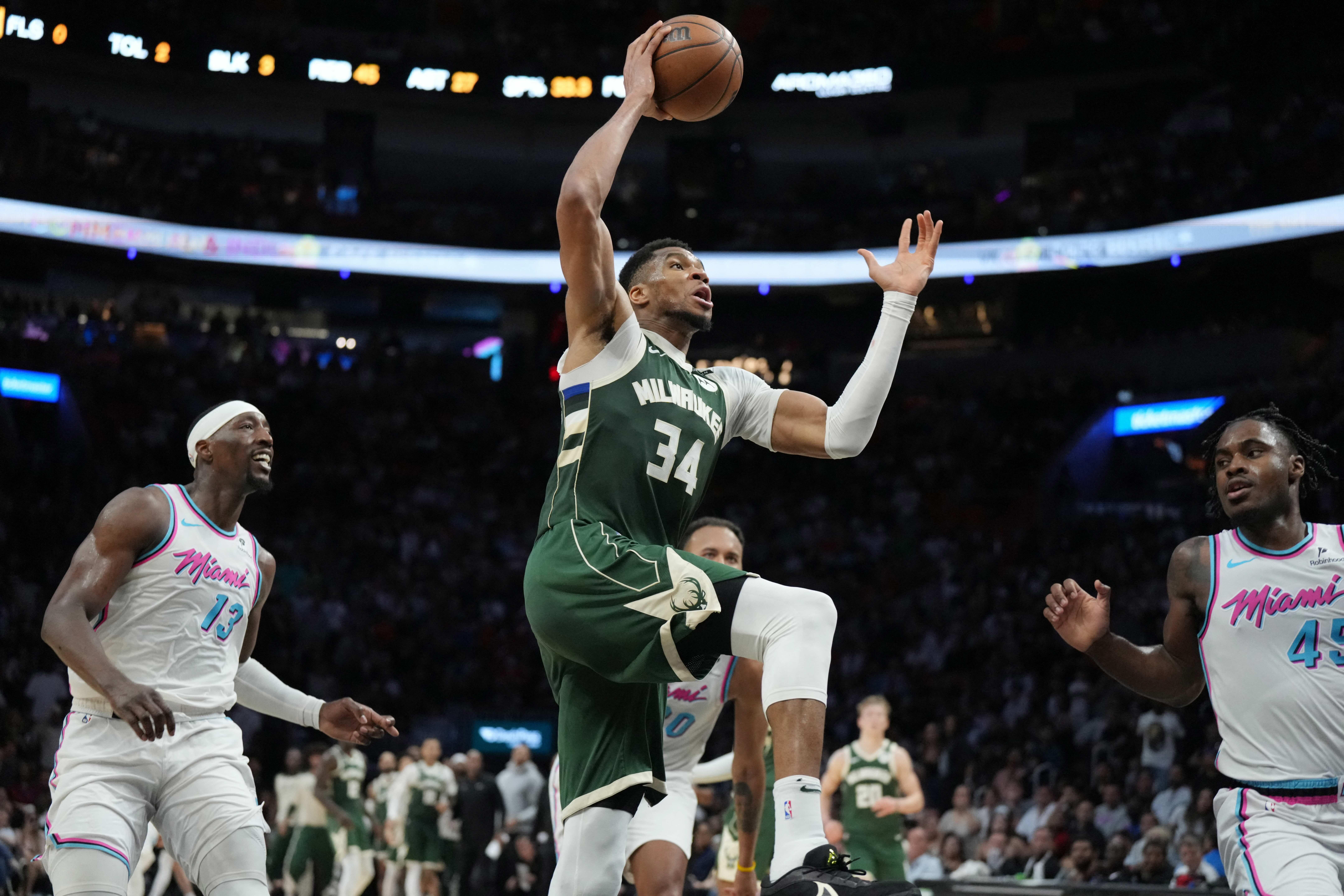 Giannis Leads Bucks to Overtime Victory Over Heat, Completes Season Sweep